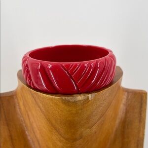 Red Carved Bangle Bracelet